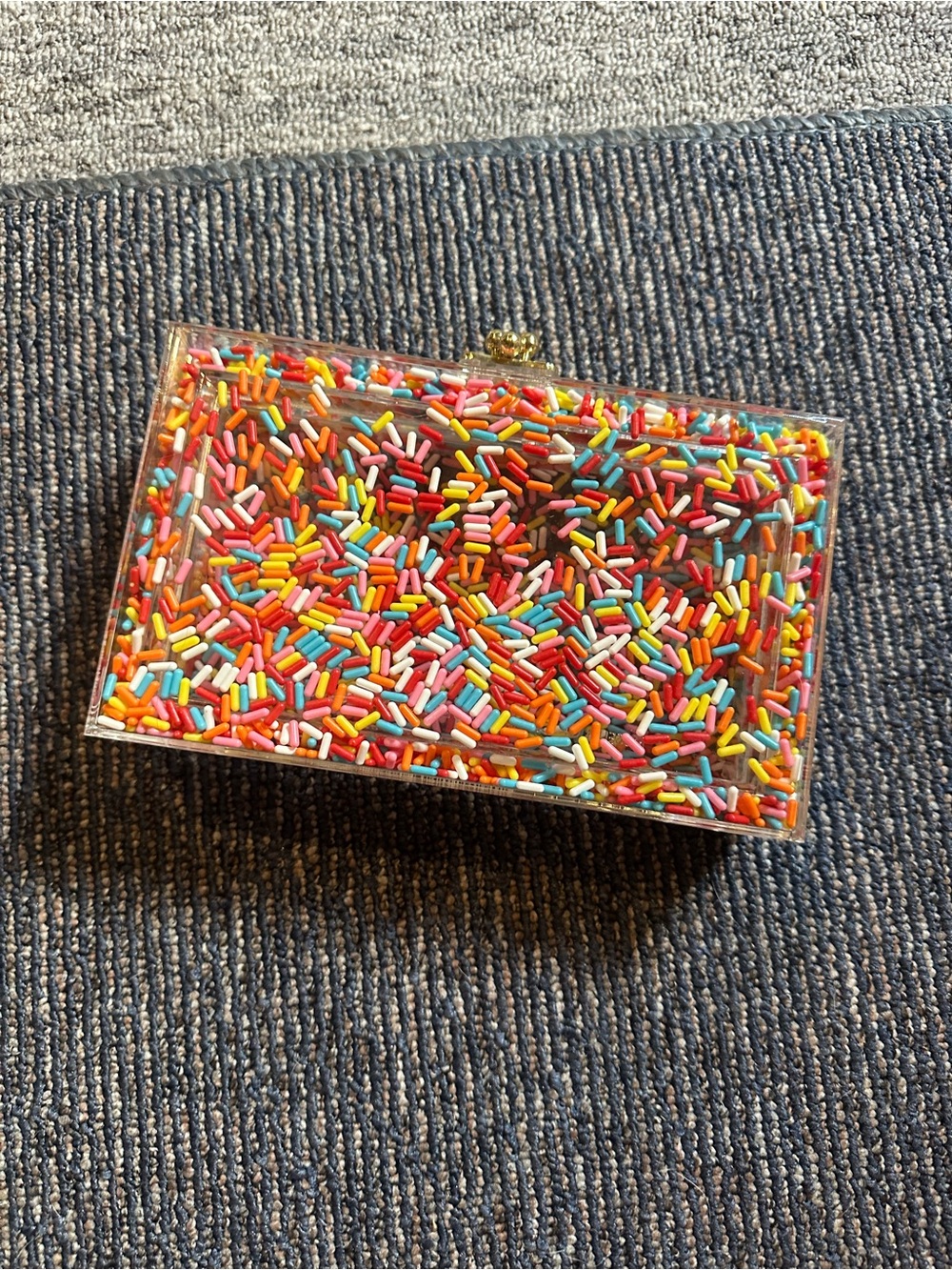 Clear Acrylic Clutch with Multicolor Sprinkle Detail